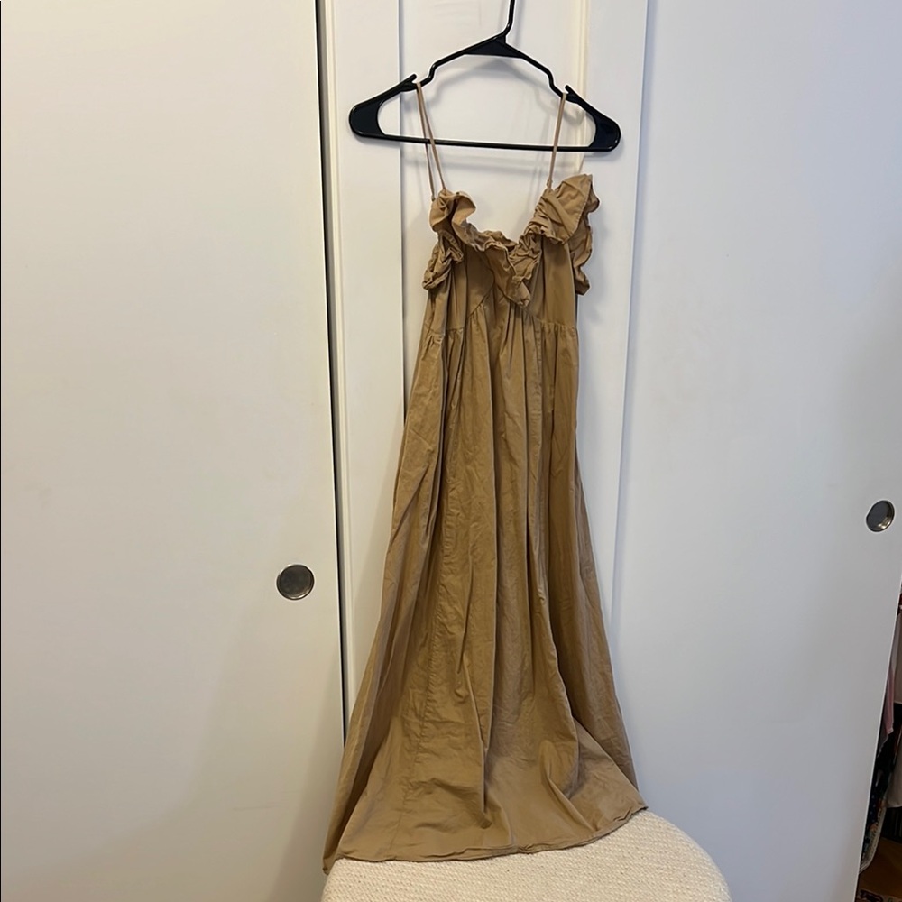 H&M Tan Ruffle Maxi Dress